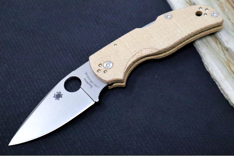 Spyderco Native 5 - Brown Canvas MIcarta Handle / CPM-Cruwear Steel / Drop Point / Satin Finish C41MPCW5