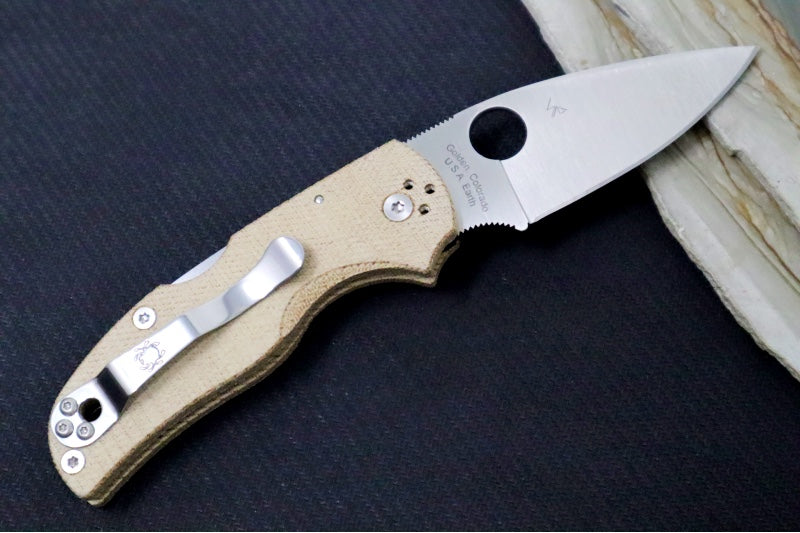 Spyderco Native 5 - Brown Canvas MIcarta Handle / CPM-Cruwear Steel / Drop Point / Satin Finish C41MPCW5