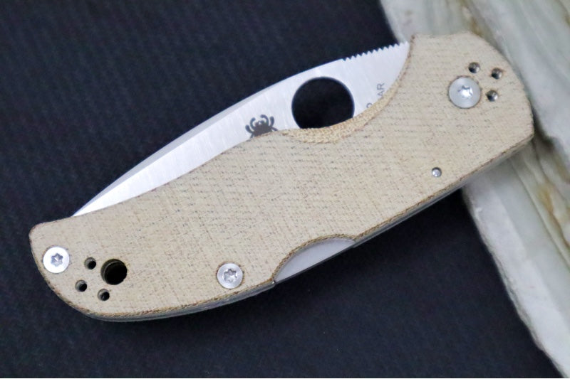 Spyderco Native 5 - Brown Canvas MIcarta Handle / CPM-Cruwear Steel / Drop Point / Satin Finish C41MPCW5