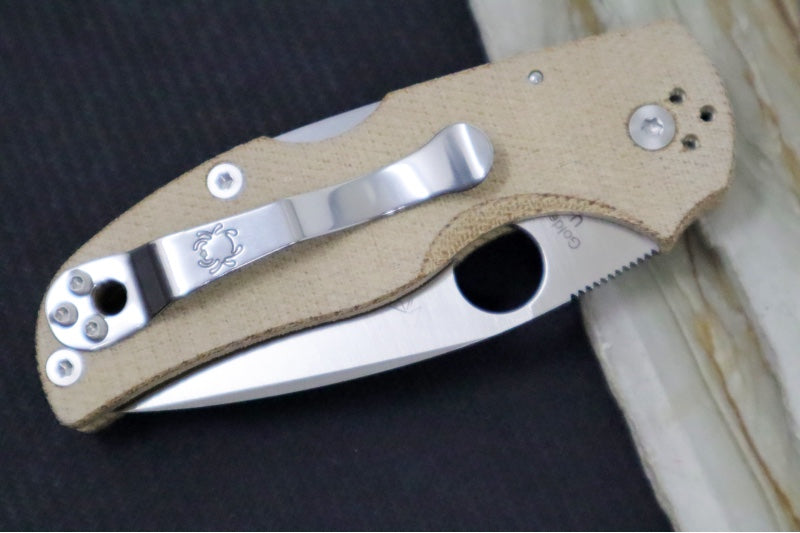 Spyderco Native 5 - Brown Canvas MIcarta Handle / CPM-Cruwear Steel / Drop Point / Satin Finish C41MPCW5