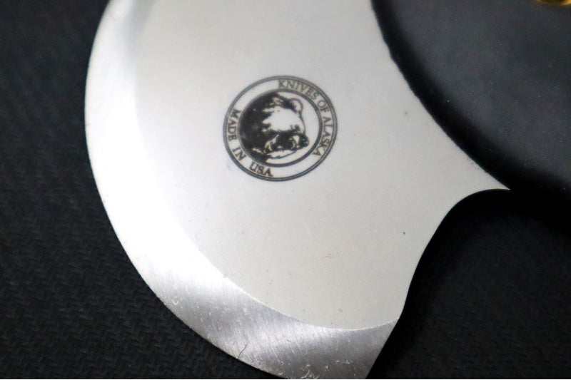 Knives of Alaska Magnum ULU - Black Surgrip Handle / D2 Tool Steel / Clip Point Blade / Brown Leather Sheath 00122FG