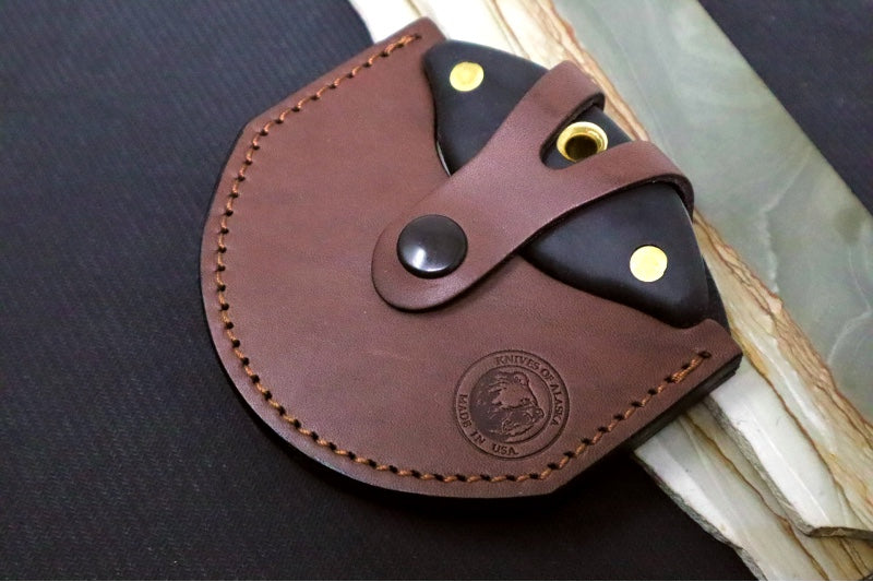 Knives of Alaska Magnum ULU - Black Surgrip Handle / D2 Tool Steel / Clip Point Blade / Brown Leather Sheath 00122FG