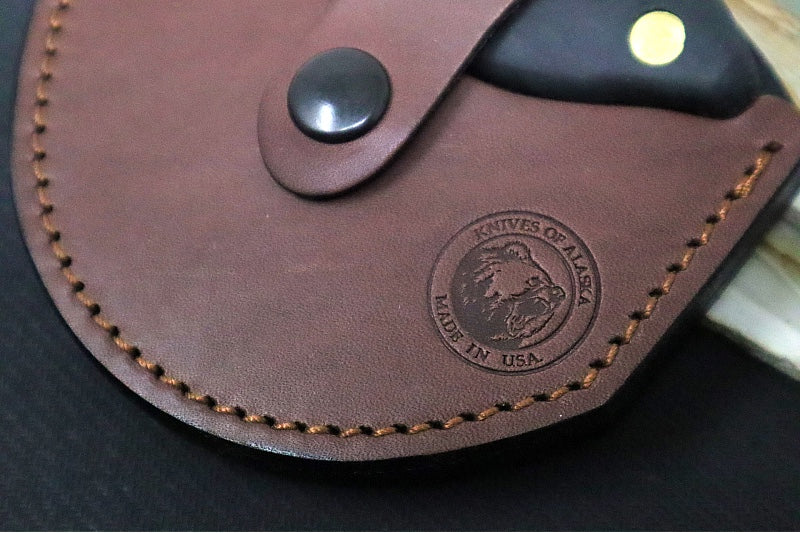 Knives of Alaska Magnum ULU - Black Surgrip Handle / D2 Tool Steel / Clip Point Blade / Brown Leather Sheath 00122FG