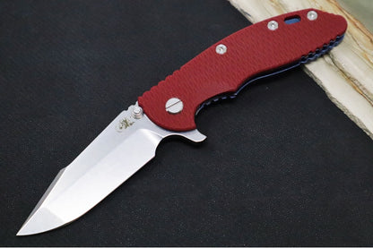 Rick Hinderer Knives XM-18 - 3.5" - Harpoon Spanto / Blue Stonewashed Finish / Red G-10