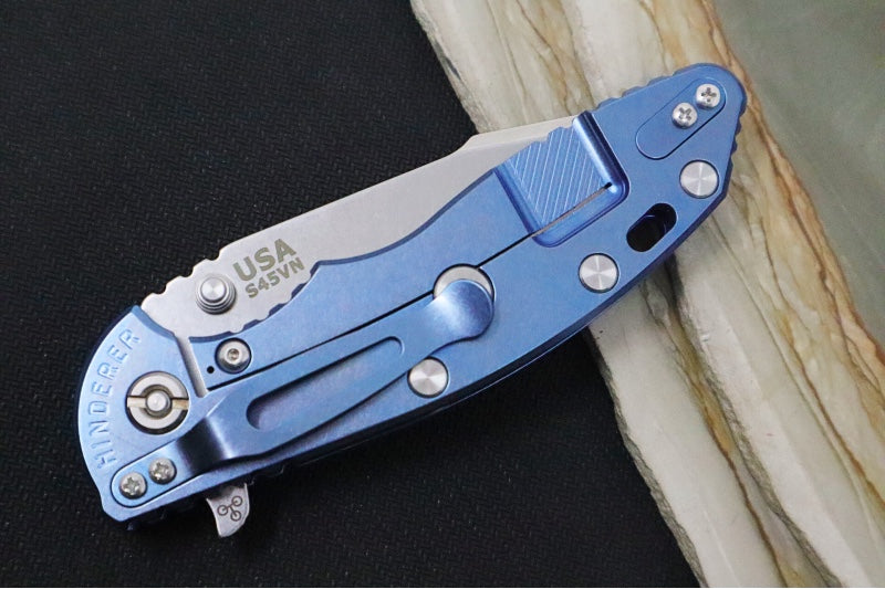 Rick Hinderer Knives XM-18 - 3.5" - Harpoon Spanto / Blue Stonewashed Finish / Blue G-10 - Northwest Knives