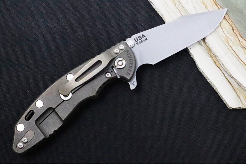 Rick Hinderer Knives XM-18 - 3.5" - Harpoon Spanto / Battle Bronze Finish / OD Green G-10