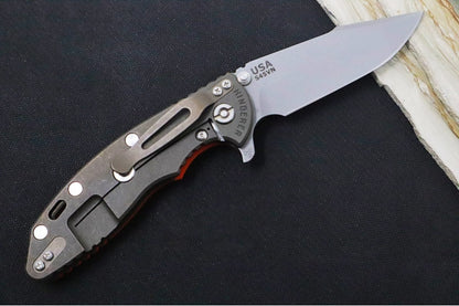 Rick Hinderer Knives XM-18 - 3.5" - Harpoon Spanto / Battle Bronze Finish / Orange G-10