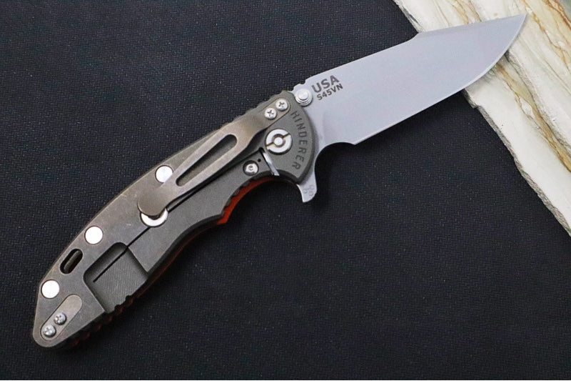 Rick Hinderer Knives XM-18 - 3.5" - Harpoon Spanto / Battle Bronze Finish / Orange G-10 - Northwest Knives