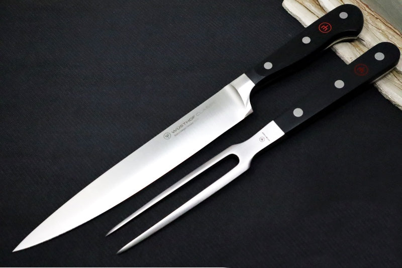 Wusthof Classic - 2pc Carving Set (8" Carving) - Fully forged German stainless steel (X50 CrMoV 15) - Made in Solingen, Germany