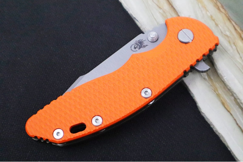 Rick Hinderer Knives XM-18 - 3.5" - Harpoon Spanto / Battle Bronze Finish / Orange G-10