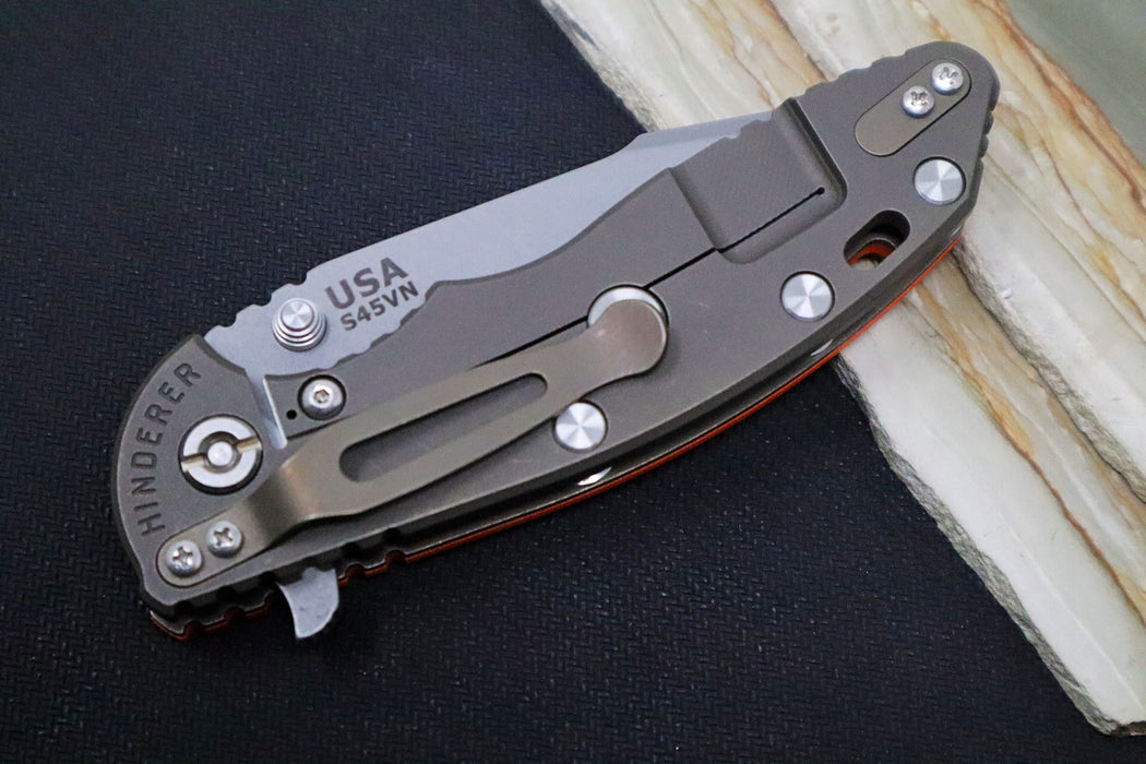 Rick Hinderer Knives XM-18 - 3.5" - Harpoon Spanto / Battle Bronze Finish / Orange G-10