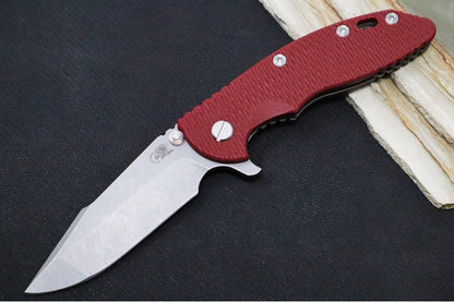 Rick Hinderer Knives XM-18 - 3.5" - Harpoon Spanto / Battle Bronze Finish / Red G-10