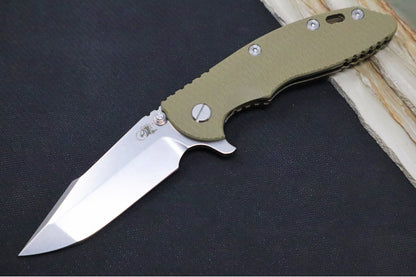 Rick Hinderer Knives XM-18 - 3.5" - Harpoon Spanto / Stonewashed Bronze Finish / OD Green G-10