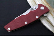 Rick Hinderer Knives Eklipse 3.5" Skinny - Hollow Ground Slicer Blade / CPM-Magnacut Steel / Red G-10 & Stonewashed Bronze Titanium Handle - Northwest Knives