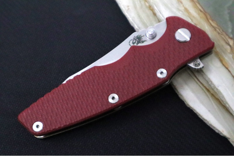 Rick Hinderer Knives Eklipse 3.5" Skinny - Hollow Ground Slicer Blade / CPM-Magnacut Steel / Red G-10 & Stonewashed Bronze Titanium Handle