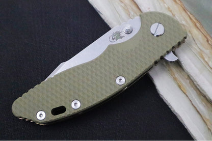 Rick Hinderer Knives XM-18 - 3.5" - Harpoon Spanto / Stonewashed Bronze Finish / OD Green G-10