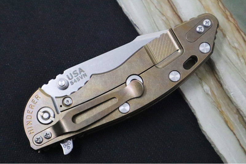 Rick Hinderer Knives XM-18 - 3.5" - Harpoon Spanto / Stonewashed Bronze Finish / OD Green G-10