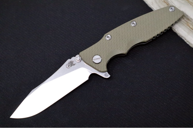 Rick Hinderer Knives Eklipse 3.5" Skinny - Hollow Ground Slicer Blade / CPM-Magnacut Steel / OD Green G-10 & Titanium Handle