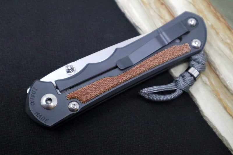 Chris Reeve Knives Large Inkosi NWK Blade Show West Exclusive - Drop Point Blade / Magnacut / Springfield Grey Cerakote Handle / Natural Micarta / Grey Lanyard with Bead LIN-1014