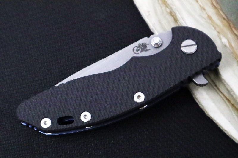 Rick Hinderer Knives XM-18 - 3.5" Spanto Blade / Stonewash Finish / Black G-10 & Battle Blue Titanium Handle