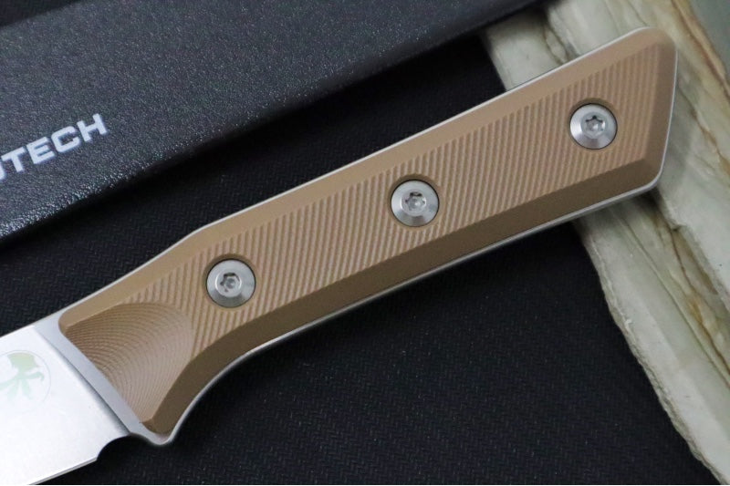 Microtech Boning Knife - M390MK Steel / Stonewashed Finish / Tan G-10 Handle 3100-10CE
