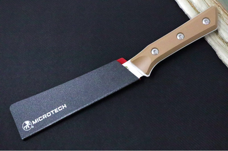 Microtech Boning Knife - M390MK Steel / Stonewashed Finish / Tan G-10 Handle 3100-10CE