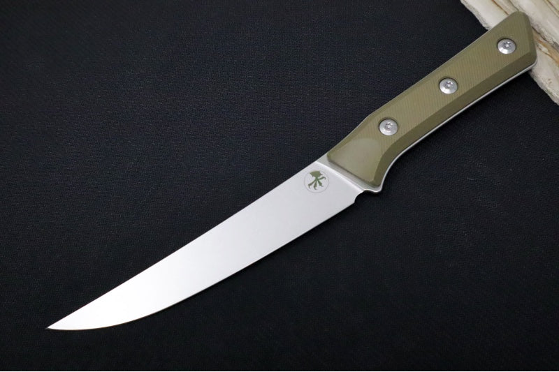Microtech Boning Knife - M390MK Steel / Stonewashed Finish / OD Green G-10 Handle 3100-10OD - Northwest Knives