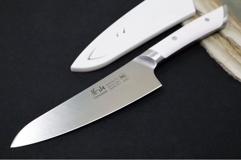 Cangshan Cutlery Helena Series 5.5" Utility Knife - Forged German X50CrMoV15 Steel - White Polymer Handle 504135