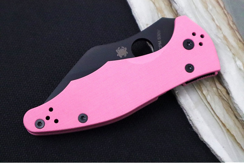 Spyderco Yojimbo 2- Pink G10 Handle / Black Blade / CPM-S30V Steel - C85GPNBKP2