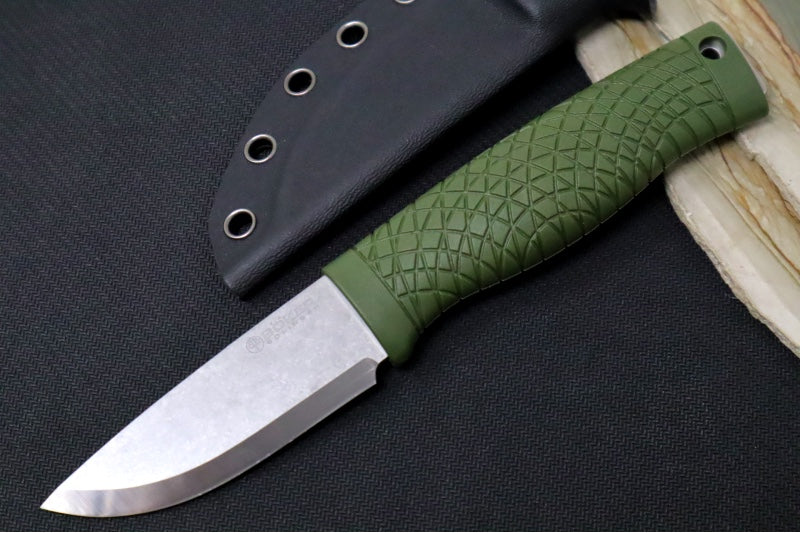 Boker Bronco Mini Scandi Grind - Forest Green TPE (Thermoplastic Elastomer) Handle / CPM-3V Steel / Drop Point Blade 121518 - Northwest Knives