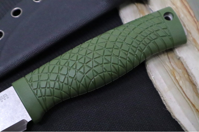 Boker Bronco Mini Scandi Grind - Forest Green TPE (Thermoplastic Elastomer) Handle / CPM-3V Steel / Drop Point Blade 121518