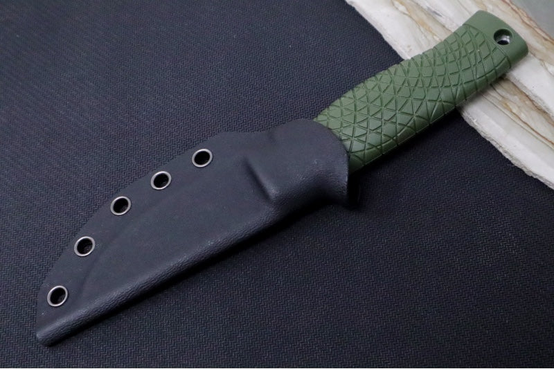 Boker Bronco Mini Flat Grind - Forest Green TPE (Thermoplastic Elastomer) Handle / CPM-3V Steel / Drop Point Blade 121501