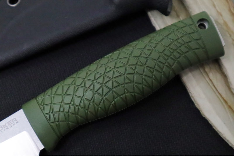 Boker Bronco Mini Flat Grind - Forest Green TPE (Thermoplastic Elastomer) Handle / CPM-3V Steel / Drop Point Blade 121501