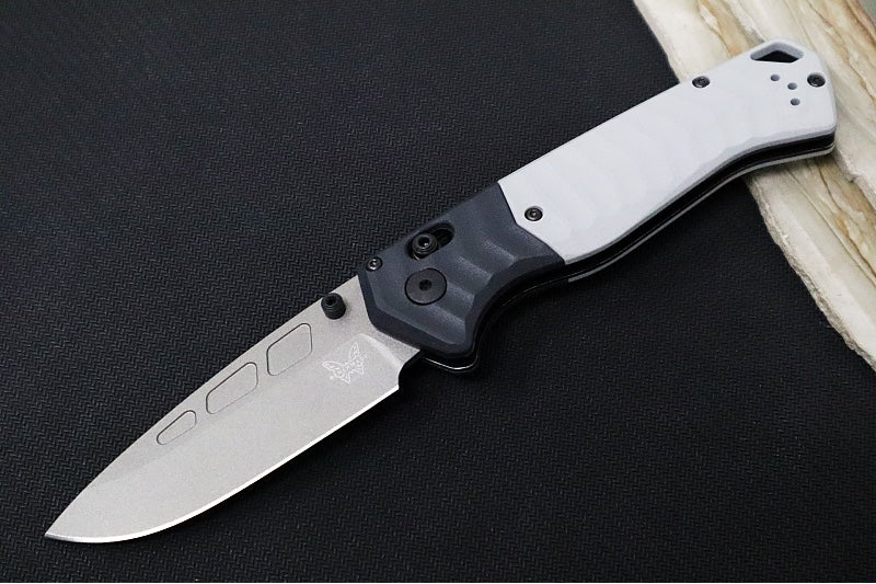 Benchmade 593GY-02 PSK Personal Survival Kit Assisted Open - Elmax Steel / Gunmetal Gray Cerakote finish / Storm Gray Grivory Handle & Tempest Gray Grivory Bolster