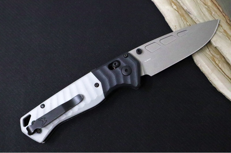 Benchmade 593GY-02 PSK Personal Survival Kit Assisted Open - Elmax Steel / Gunmetal Gray Cerakote finish / Storm Gray Grivory Handle & Tempest Gray Grivory Bolster - Northwest Knives