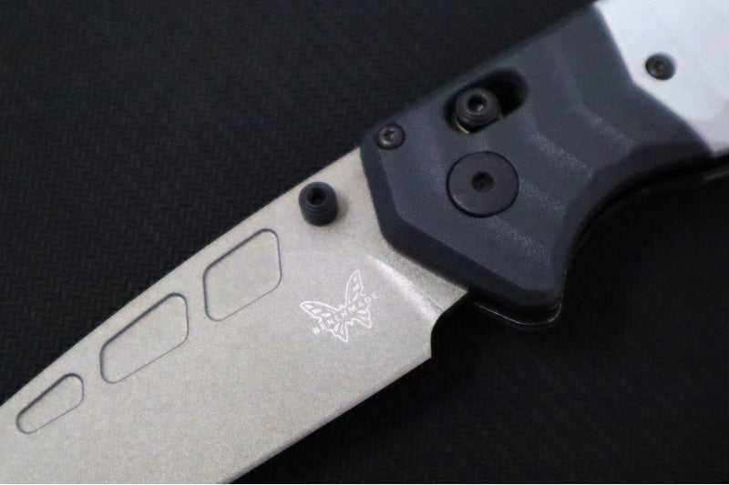 Benchmade 593GY-02 PSK Personal Survival Kit Assisted Open - Elmax Steel / Gunmetal Gray Cerakote finish / Storm Gray Grivory Handle & Tempest Gray Grivory Bolster