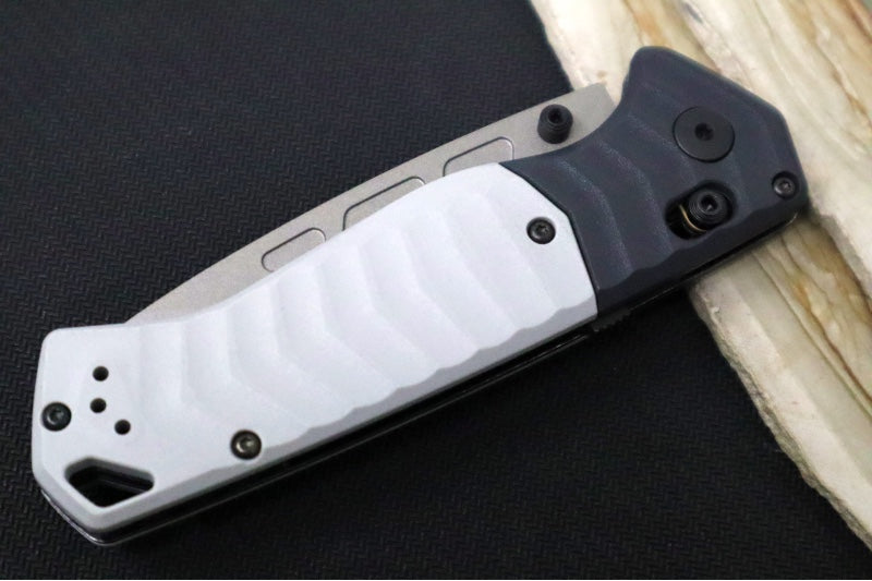 Benchmade 593GY-02 PSK Personal Survival Kit Assisted Open - Elmax Steel / Gunmetal Gray Cerakote finish / Storm Gray Grivory Handle & Tempest Gray Grivory Bolster - Northwest Knives