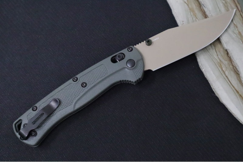 Benchmade 15536TN-02 Taggedout Manual Folder - Elmax Steel / Clip Point Blade / Deep Olive Grivory Handle - Northwest Knives