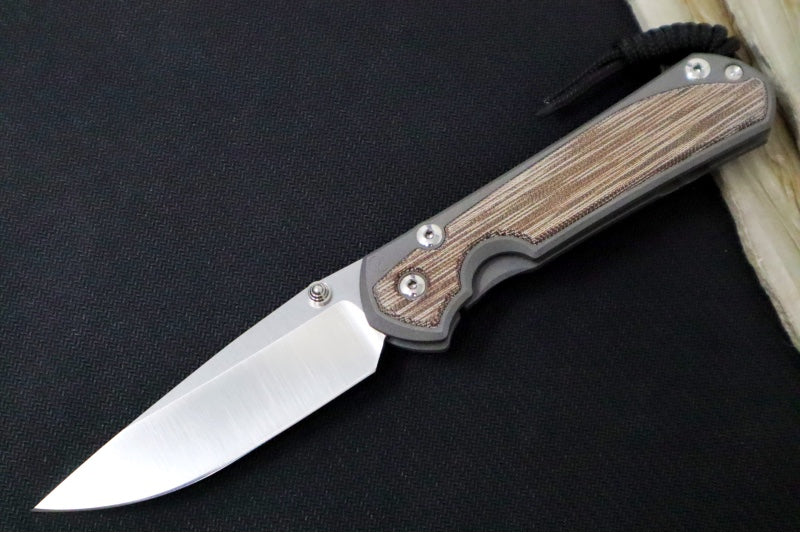 Chris Reeve Knives Small Sebenza 31 Polished - Drop Point / Natural Canvas Micarta Inlay / CPM-Magnacut Steel S31-1240
