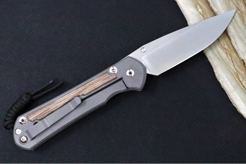 Chris Reeve Knives Small Sebenza 31 Polished - Drop Point / Natural Canvas Micarta Inlay / CPM-Magnacut Steel S31-1240