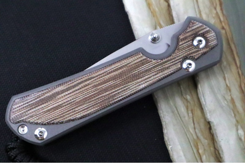 Chris Reeve Knives Small Sebenza 31 Polished - Drop Point / Natural Canvas Micarta Inlay / CPM-Magnacut Steel S31-1240