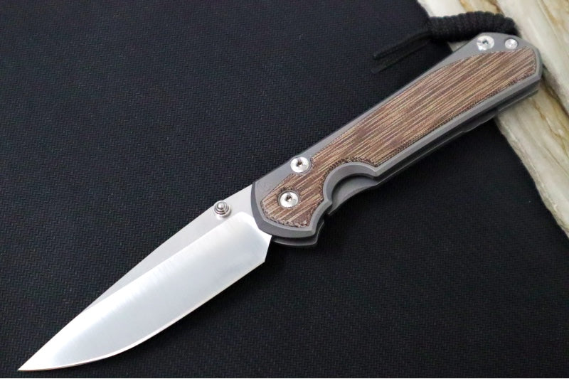 Chris Reeve Large Sebenza 31 Polished & Glass Blasted - Drop Point Blade / CPM-Magnacut Steel / Natural Micarta Inlay L31-1242
