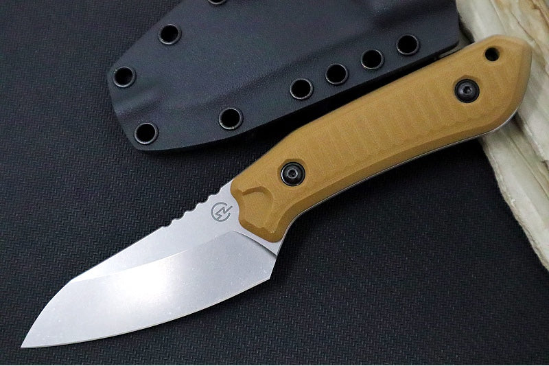 Schwarz Designs Overland X - Coyote Tan G-10 Handle / CPM-Magnacut Steel / Stonewash Finish / Black Kydex Sheath