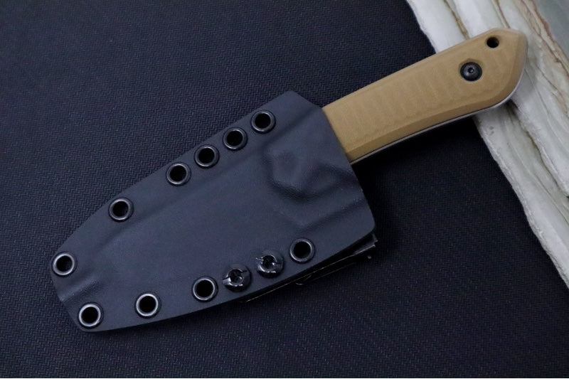 Schwarz Designs Overland X - Coyote Tan G-10 Handle / CPM-Magnacut Steel / Stonewash Finish / Black Kydex Sheath