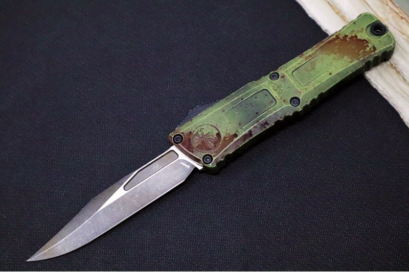 Microtech Combat Troodon OTF Gen III Outbreak - Darkwash Finish / Bowie Blade / Outbreak Cerakoted Aluminum Handle - 1146-1OBDS - Northwest Knives