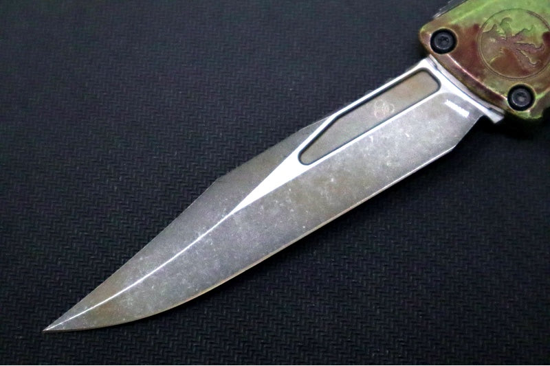 Microtech Combat Troodon OTF Gen III Outbreak - Darkwash Finish / Bowie Blade / Outbreak Cerakoted Aluminum Handle - 1146-1OBDS - Northwest Knives