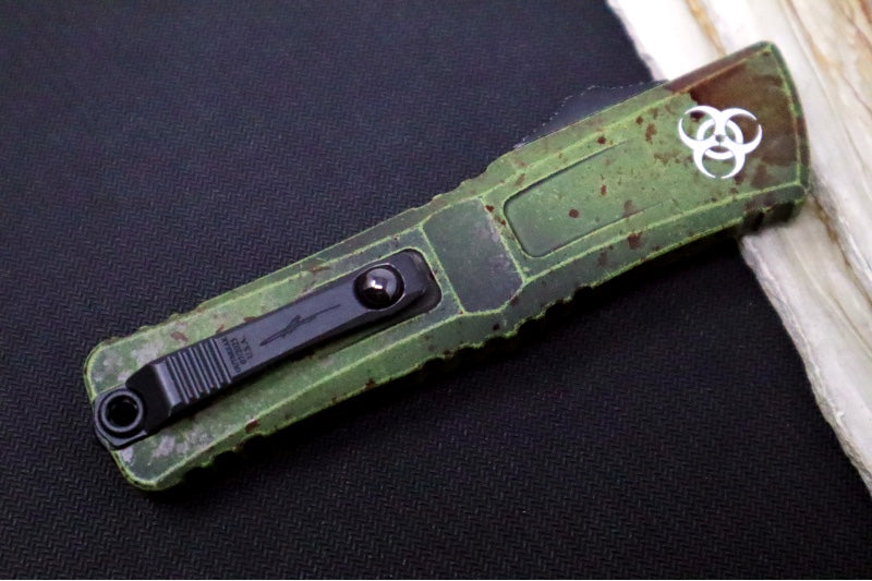 Microtech Combat Troodon OTF Gen III Outbreak - Darkwash Finish / Bowie Blade / Outbreak Cerakoted Aluminum Handle - 1146-1OBDS