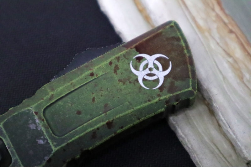 Microtech Combat Troodon OTF Gen III Outbreak - Darkwash Finish / Bowie Blade / Outbreak Cerakoted Aluminum Handle - 1146-1OBDS