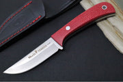 Muela Knives Terrier-9Y Fixed Blade - Raspberry Jute Micarta Handle / Sandvick 14C28N Blade / Leather Sheath - Northwest Knives