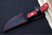Muela Knives Terrier-9Y Fixed Blade - Raspberry Jute Micarta Handle / Sandvick 14C28N Blade / Leather Sheath - Northwest Knives